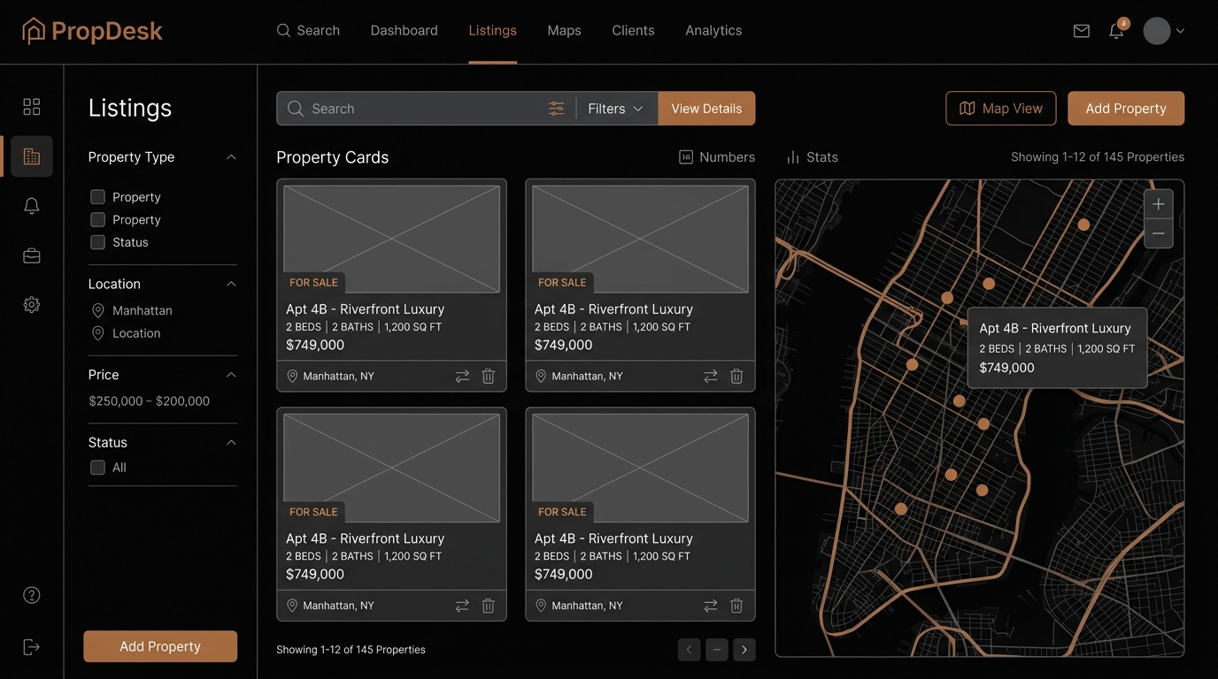 PropDesk — Real Estate Listings Portal — case study cover